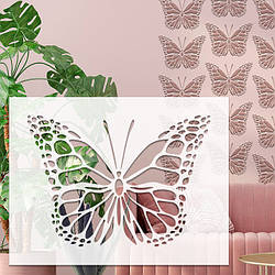 Трафарет для стін тонкий 1 мм для створення об'ємних метеликів штукатуркою (600х460)