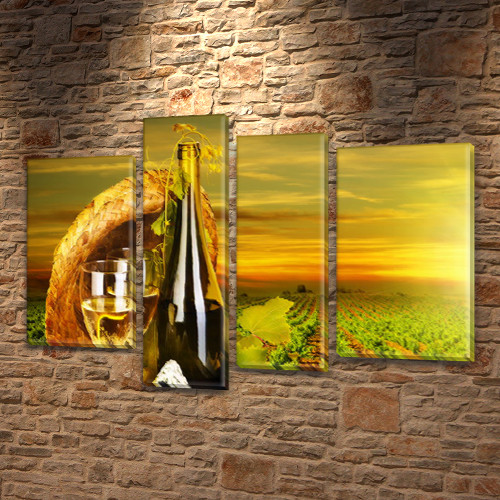 Модульна картина Винна долина на Полотні, 90x130 см, (65x35-2/90х25/75x25)