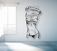 Панно декор картина 3D на стіну дерев'яне стильне Романтика 204 х 98 см чорне із дзеркальним написом