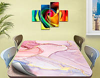 Покрытие защита для стола мягкое стекло с фотопринтом Разноцветный мрамор 60 х 100 см (12 мм)
