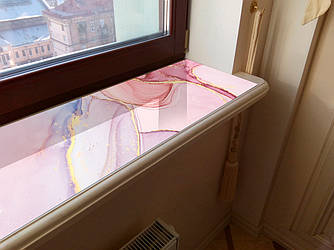 Покриття захист для підвіконня, м’яке скло з фотодруком 35х100 см ПО-tx130822