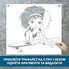 Трафарет для фарбування малюнку на стіні Дівчинка на скейті одноразовий із самоклеючої плівки 115 х 125 см, фото 3