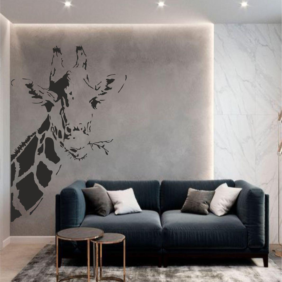 Трафарет для фарбування малюнку на стіні Жирафа-2 одноразовий із самоклеючої плівки 150 х 95 см, фото 1