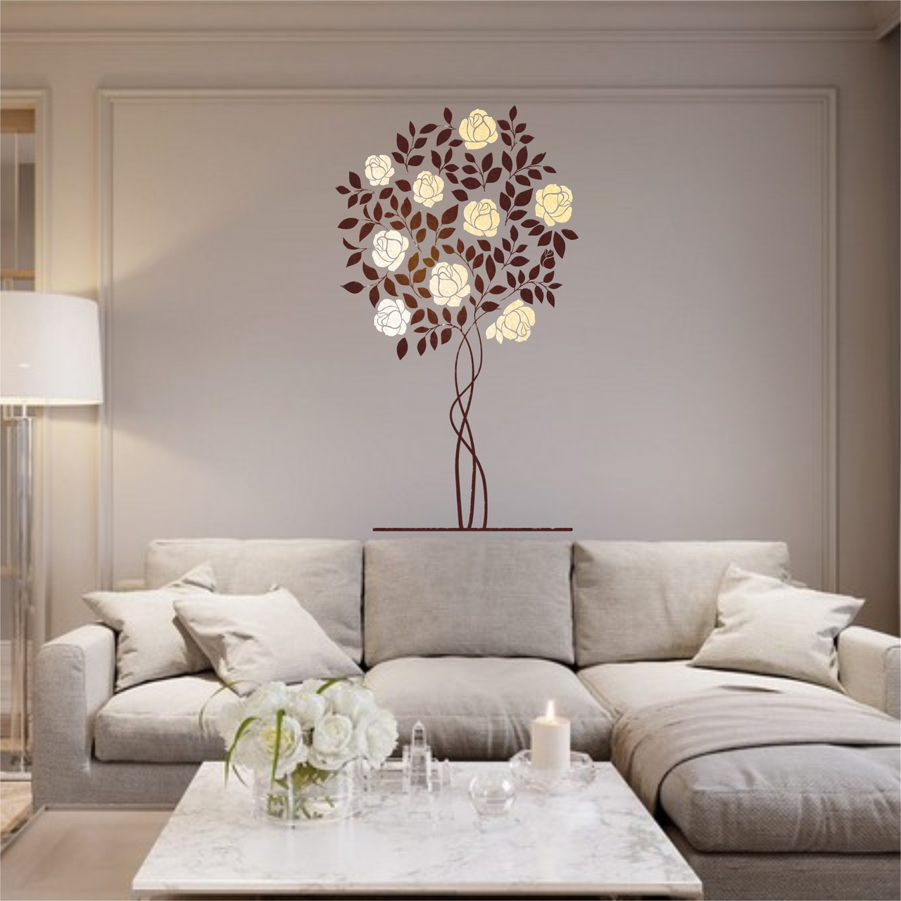 Трафарет для фарбування малюнку на стіні дерево одноразовий з самоклеющей плівки в двох розмірах 203 х 116 см, фото 1