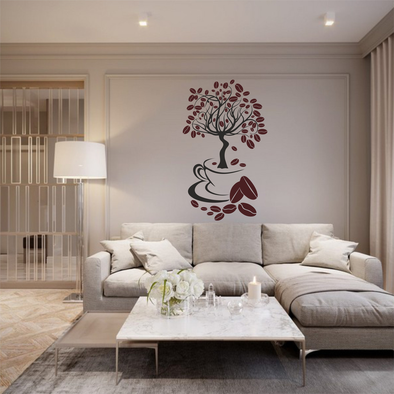 Трафарет для фарбування малюнку на стіні дерево одноразовий з самоклеющей плівки в двох розмірах 116 х 193 см, фото 1