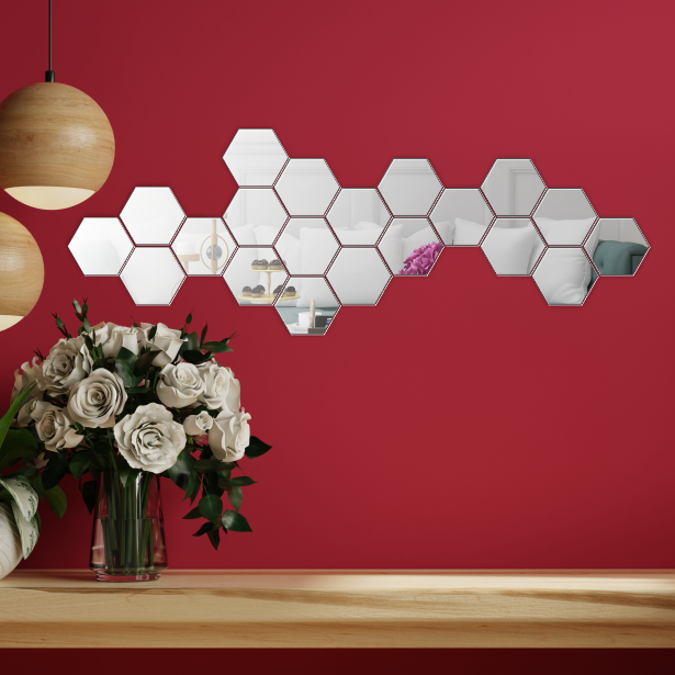 Акрилові дзеркальні панно з товстих сегментів різних розмірів (товщина 2 мм + скотч) 18 шт – 100 х 85 мм, фото 1