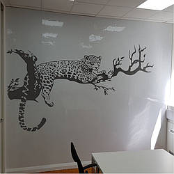 Трафарет для фарбування малюнку на стіні Леопард одноразовий з самоклеючої плівки 116 х 164 см