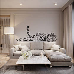 Трафарет для фарбування малюнку на стіні Тигр одноразовий з самоклеючої плівки 80 х 200 см