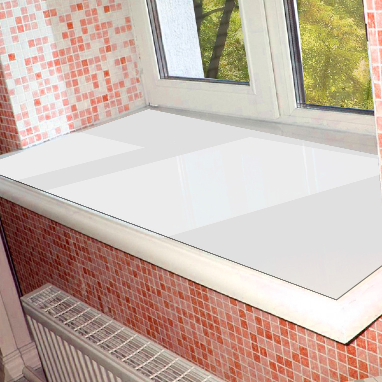 Покриття захист для підвіконня, м'яке скло біле 60 х 100 см, фото 1