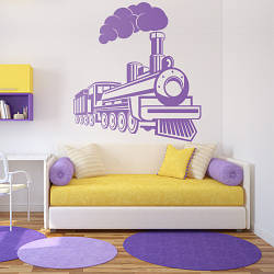 Трафарет для фарбування малюнку на стіні поїзда в дитячу кімнату одноразовий самоклеючий 90 х 95 см