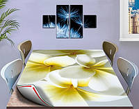 Покрытие защита для стола мягкое стекло с фотопринтом Цветы 60 х 100 см (12 мм)