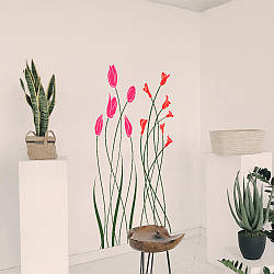 Трафарет для фарбування малюнку на стіні квіти тюльпани 150 х 95 см одноразовий самоклеючий