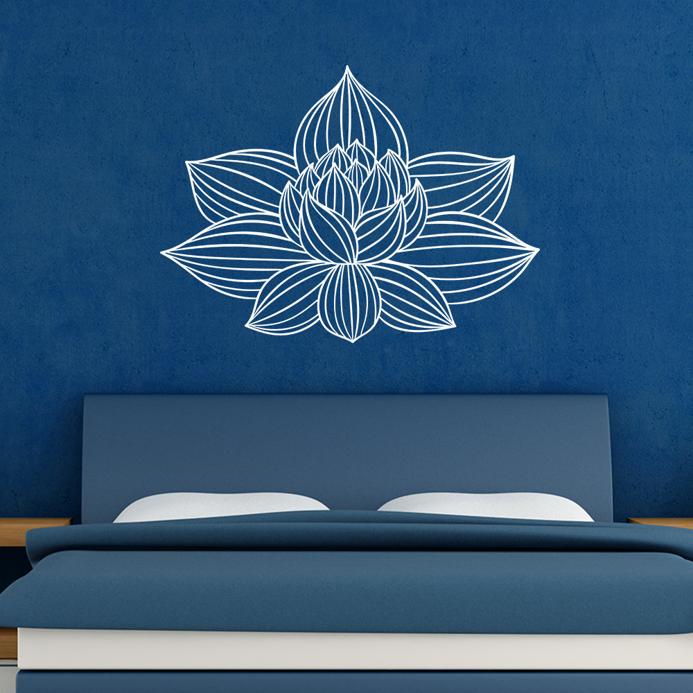 Трафарет для фарбування малюнку на стіні квітка лотоса 116 х 160 см одноразовий самоклеючий, фото 1