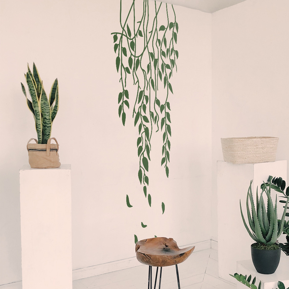 Трафарет для фарбування малюнку на стіні гілки з листям лотоса 230 х 85 см одноразовий самоклеючий, фото 1