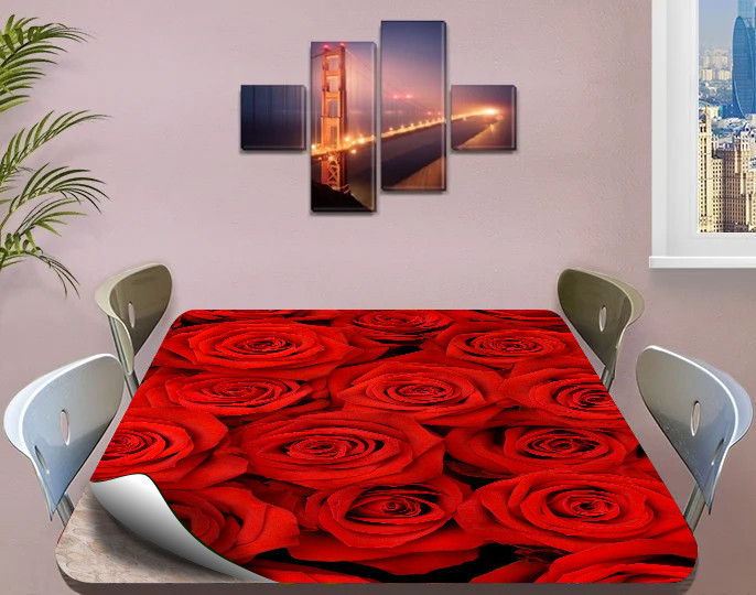 Покриття захист для столу м'яке скло з фотодруком Троянди 60 х 100 см (12 мм), фото 1