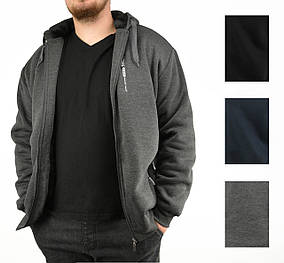 Чоловіча толстовка з капюшоном Тепла спортивна кофта на хутрі у великих розмірах 4XL — 8XL Tovta