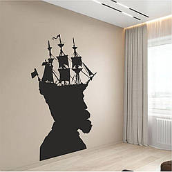 Трафарет для фарбування малюнку на стіні Людина-корабель одноразовий з самоклеючої плівки 150 х 95 см