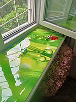 Покрытие защита силиконовое для подоконника, мягкое стекло с фото принтом 35 х 160 см