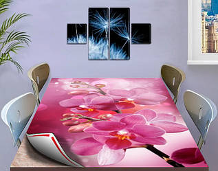 Покриття захист для столу м'яке скло з фотодруком Рожева орхідея 60 х 100 см (12 мм)