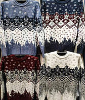 Шерстяной мужской свитер опт "Орнамент", теплый мужской свитер, зимние взрослые свитера мужские р. S-M L-XL