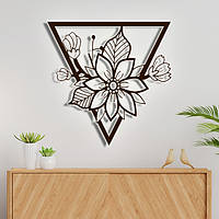 Панно декор кртина 3D на стену деревянное стильное Букет 40 х 40 см коричневое