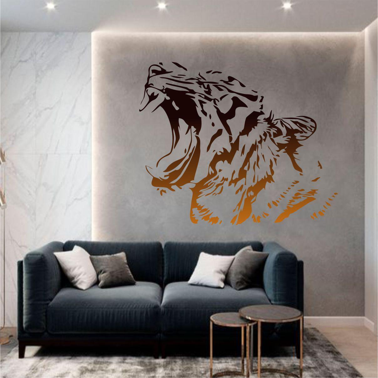 Трафарет для фарбування малюнку на стіні Тигр одноразовий із самоклеючої плівки 115 х 140 см, фото 1