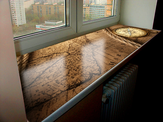 Покриття захист для підвіконня, м'яке скло з фотодруком 45х100 см, фото 1