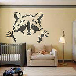 Трафарет для фарбування малюнку на стіні Єнот-2 одноразовий із самоклеючої плівки 95 х 130 см