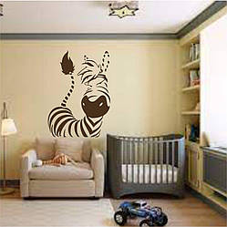 Трафарет для фарбування малюнку на стіні Зебра одноразовий із самоклеючої плівки 95 х 130 см