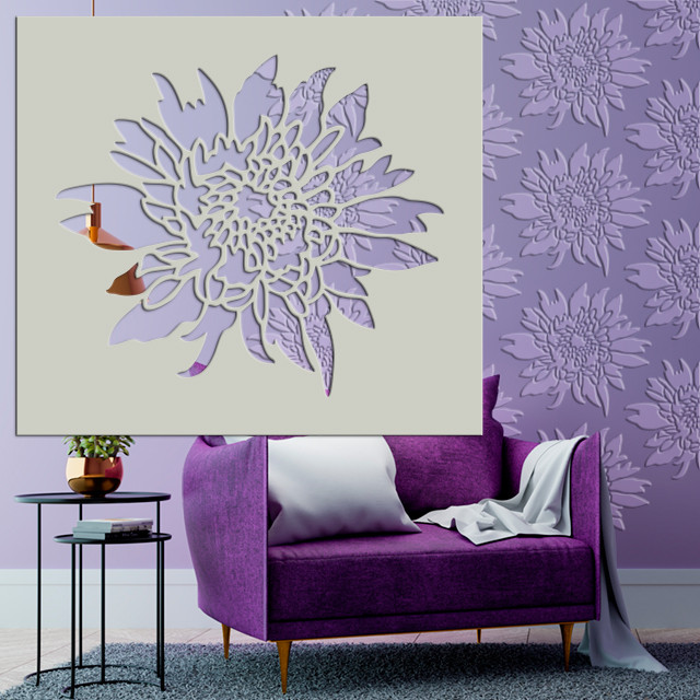 Трафарет для стін товстий 5 мм із квітами для створення об'ємних малюнків на стінах (600х540), фото 1