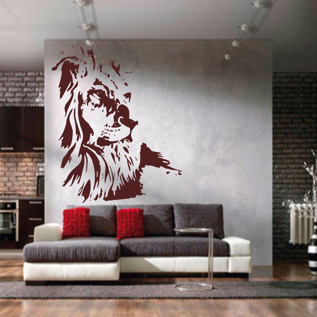 Трафарет для фарбування малюнку на стіні Лев одноразовий із самоклеючої плівки 140 х 115 см, фото 1
