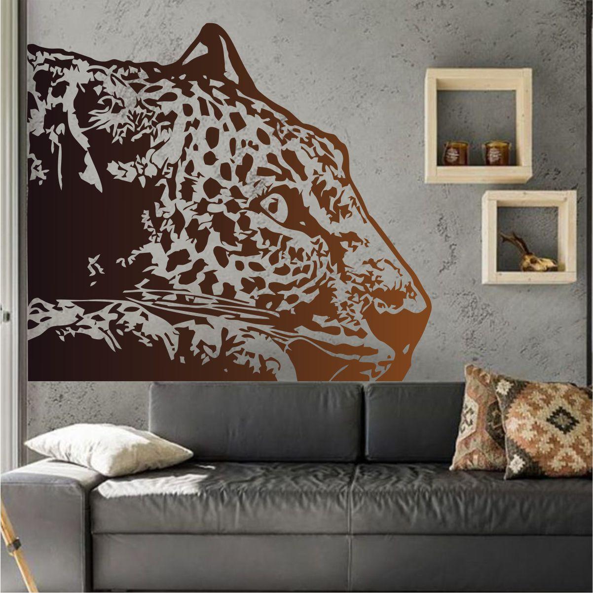 Трафарет для фарбування малюнку на стіні Леопард-2 одноразовий із самоклеючої плівки 115 х 130 см, фото 1
