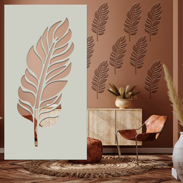 Трафарет для стін товстий 5 мм для штукатурки Перо декоративний багаторазовий поліпропілен (600х320), фото 1