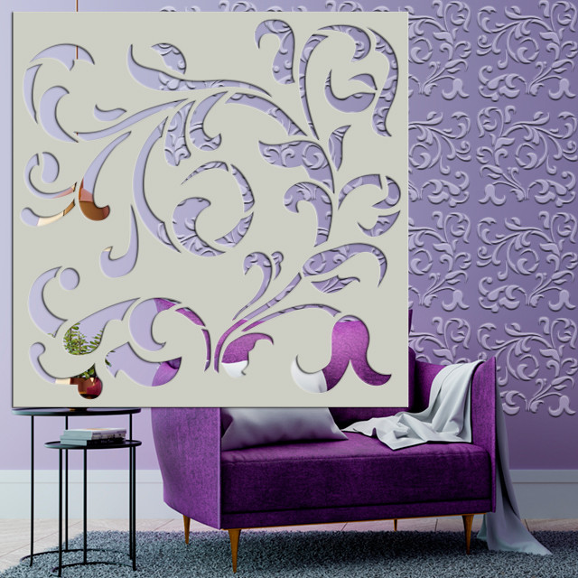 Трафарет для стін з вензелями безшовним під штукатурку та фарбування, пластиковий Трафарет для стін (500х500) Товстий 5 мм, фото 1