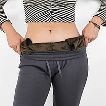 Штани жіночі трикотажні на хутрі Штани зимові прямого Tovta (Угорщина) Чорний 2XL-3XL, фото 2