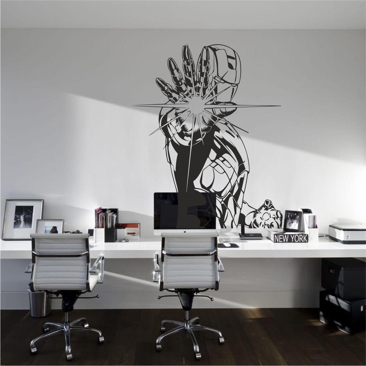 Трафарет для фарбування малюнку на стіні Залізна людина одноразовий із самоклеючої плівки 130 х 115 см, фото 1