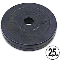 Диски (блины) для штанги обрезиненные (1 шт х 2.5 кг) 30 мм SHUANG CAI SPORTS TA-1442-2_5S