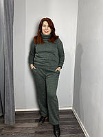 Женский трикотажный костюм с брюками зеленого цвета на каждый день. Артикул MKJL303809-1 48