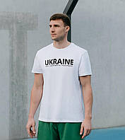 Тор! Футболка мужская с патриотическим принтом "UKRAINE мир принадлежит храбрым" белая