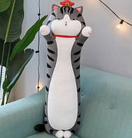 Мягкая плюшевая игрушка объятия антистресс длинный 90см кот Темно-серый кот батон Император, подушка для берем