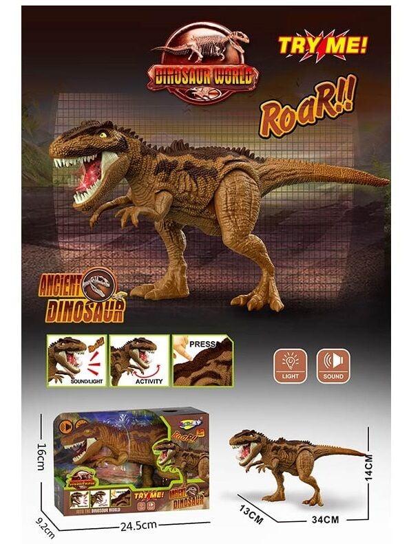 Іграшковий дитячий динозавр, коричневий, звук, підсвічування, рухливі кінцівки, 36*13*14см (NY081A), фото 1