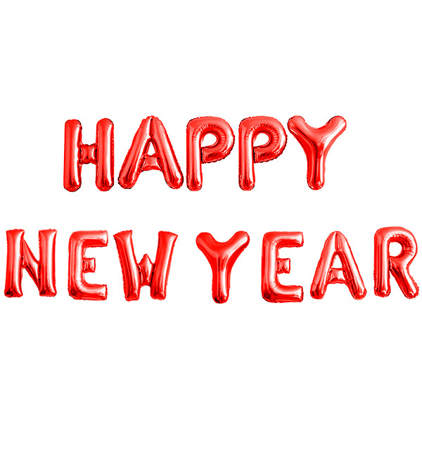 Повітряні кульки "Happy New Year", розмір - 40 см, колір - червоний