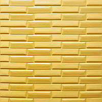Самоклеющаяся влагостойкая гибкая панель 3D (3Д) самоклейка пвх для стен желто-песочная кладка 700x770x7мм