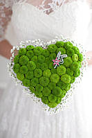 Свадебный букет в форме сердца зеленый