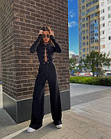 Жіночий костюм-двійка топ + штани тканина: рубчик і двонитка Мод 288