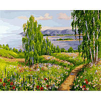 Картины Рисование по номерам пейзаж 40х50 Картины по цифрам Цветущий луг у озера Rainbow Art GX39114