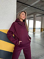 Жіночий спортивний костюм на флісі теплий і модний колір бордо S-M , L-XL Бордовий, L/XL