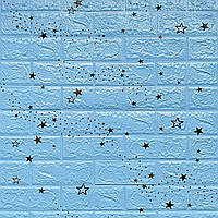 Самоклеющаяся панель 3D (3Д) мягкая в зал спальню кухню ванную туалет клеющаяся голубые звезды 700х770х3мм