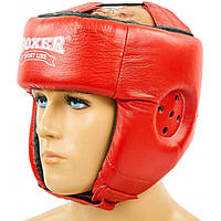 Шлем боксерский BOXER М кожа красный