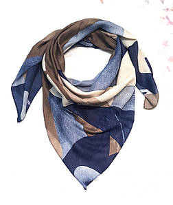 Хустка жіноча вовняна середнього розміру Шері синя капучино